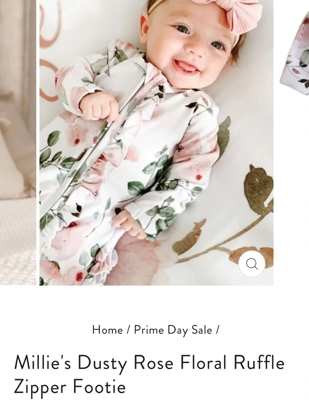 Caden Lane White Floral Ruffle Footed One-Piece with Headband